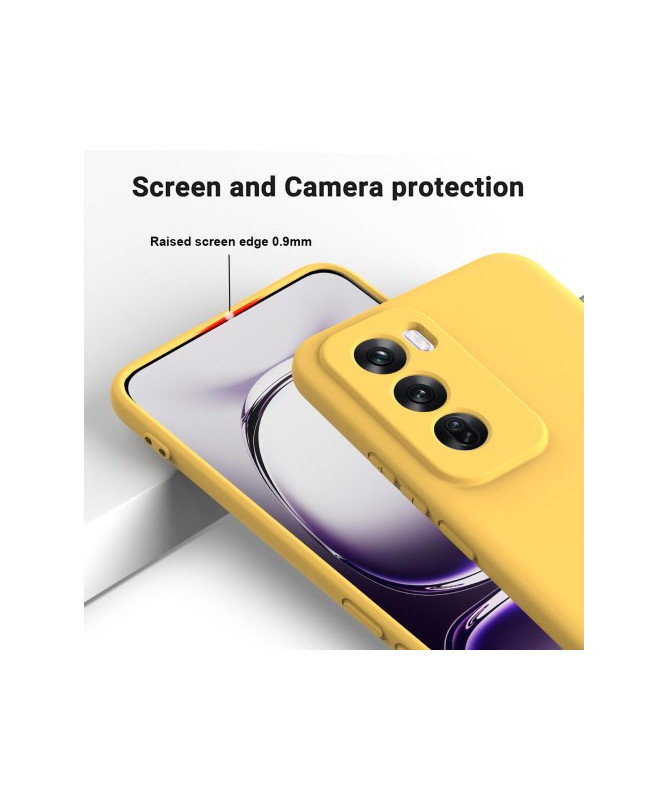 Coque en Silicone Liquide Jaune avec Lanière pour Oppo Reno 12 Pro 5G