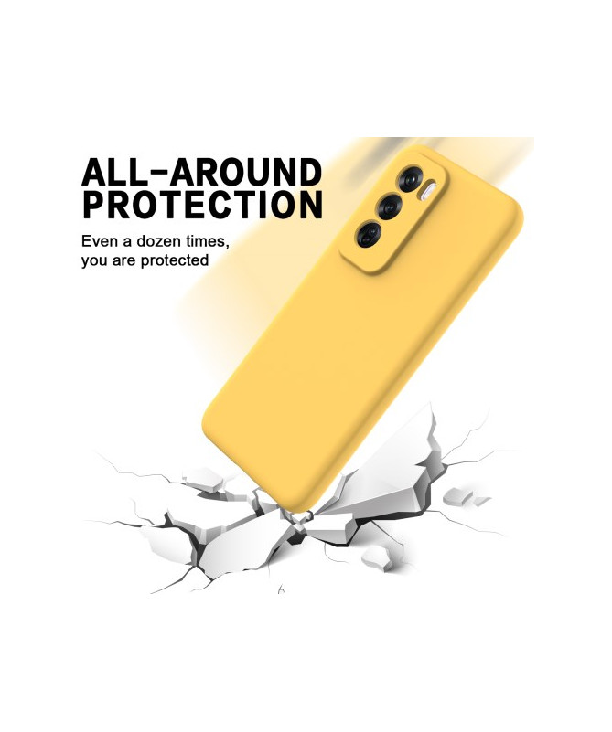 Coque en Silicone Liquide Jaune avec Lanière pour Oppo Reno 12 Pro 5G