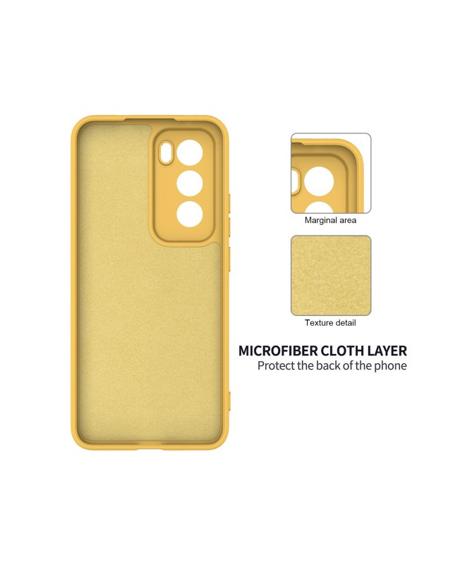 Coque en Silicone Liquide Jaune avec Lanière pour Oppo Reno 12 Pro 5G