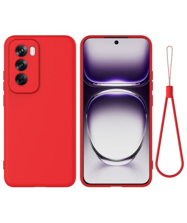 Coque Oppo Reno 12 Pro 5G Silicone Liquide à Lanière Rouge