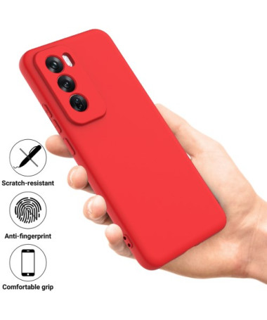 Coque Oppo Reno 12 Pro 5G Silicone Liquide à Lanière Rouge