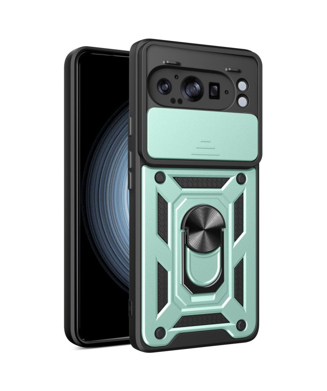 Coque Google Pixel 9 Pro XL avec Protection Caméra Coulissante et Support Rotatif