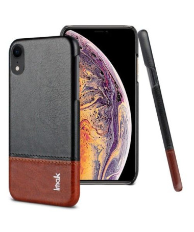 Coque imitation cuir pour iPhone XR - Noir / Marron