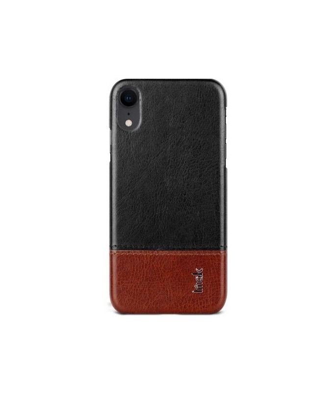 Coque imitation cuir pour iPhone XR - Noir / Marron