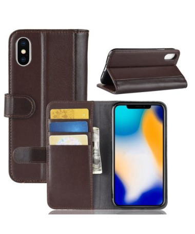 Housse iPhone XS Max cuir premium - Marron