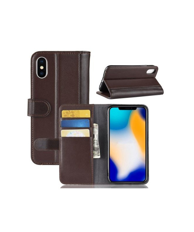 Housse iPhone XS Max cuir premium - Marron