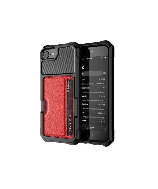 Coque iPhone SE 2022 / 2020 premium carbone porte carte