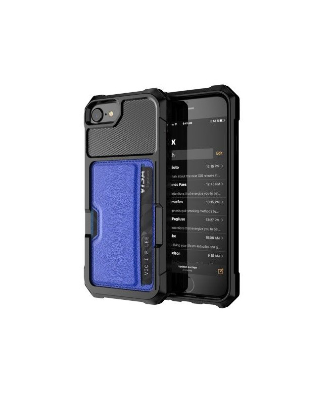 Coque iPhone SE 2022 / 2020 premium carbone porte carte