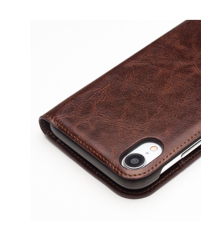 iPhone XR - Etui fait main en cuir véritable