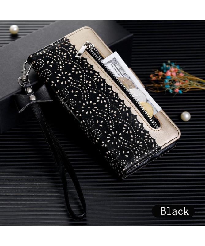 iPhone XS / X - Housse motif dentelle avec lanière