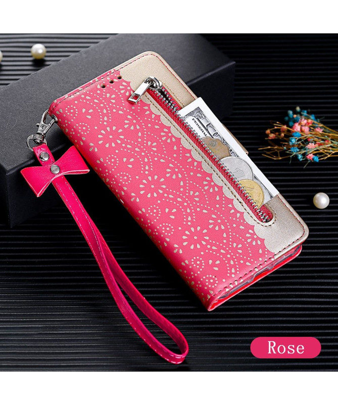 iPhone XS / X - Housse motif dentelle avec lanière