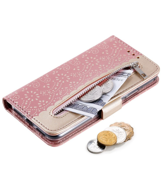 iPhone XS / X - Housse motif dentelle avec lanière