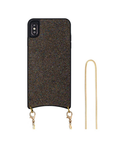 iPhone XS Max - Coque paillettes avec collier