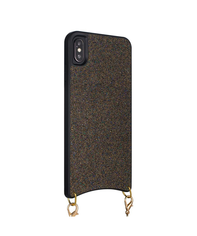 iPhone XS Max - Coque paillettes avec collier