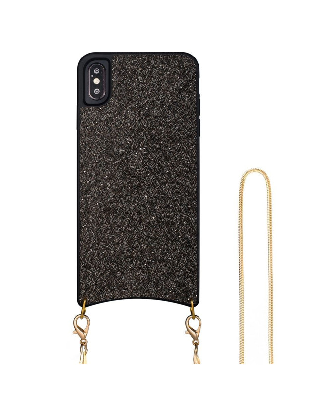 iPhone XS Max - Coque paillettes avec collier