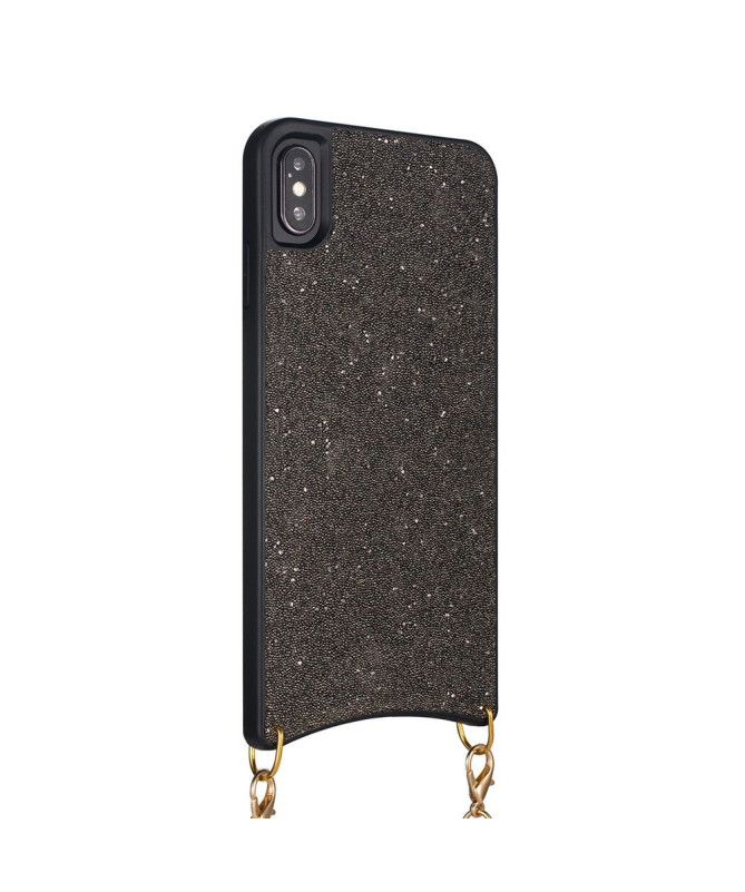 iPhone XS Max - Coque paillettes avec collier