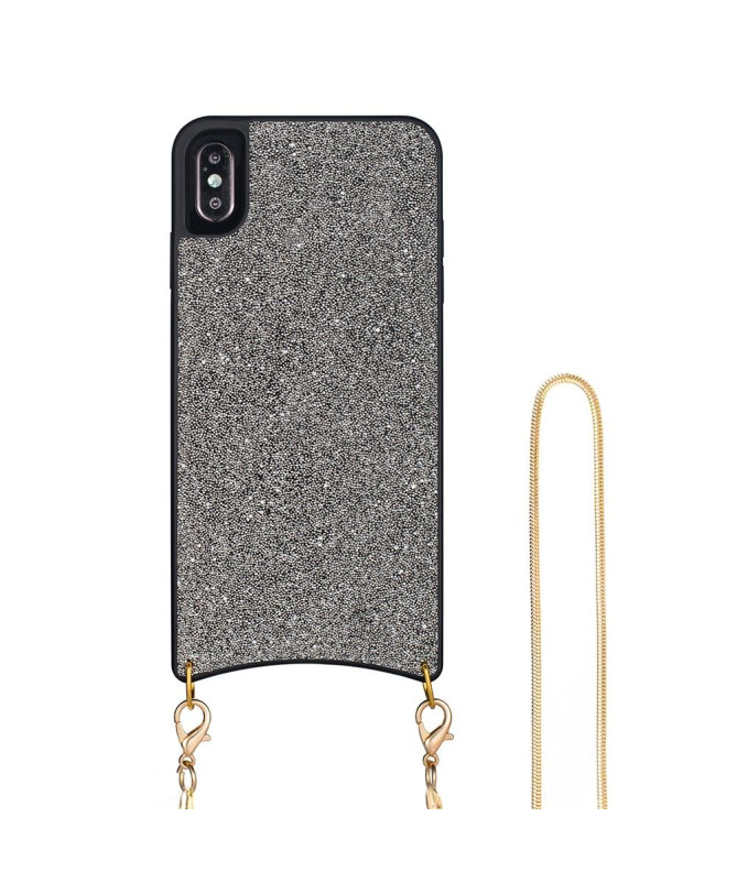iPhone XS Max - Coque paillettes avec collier