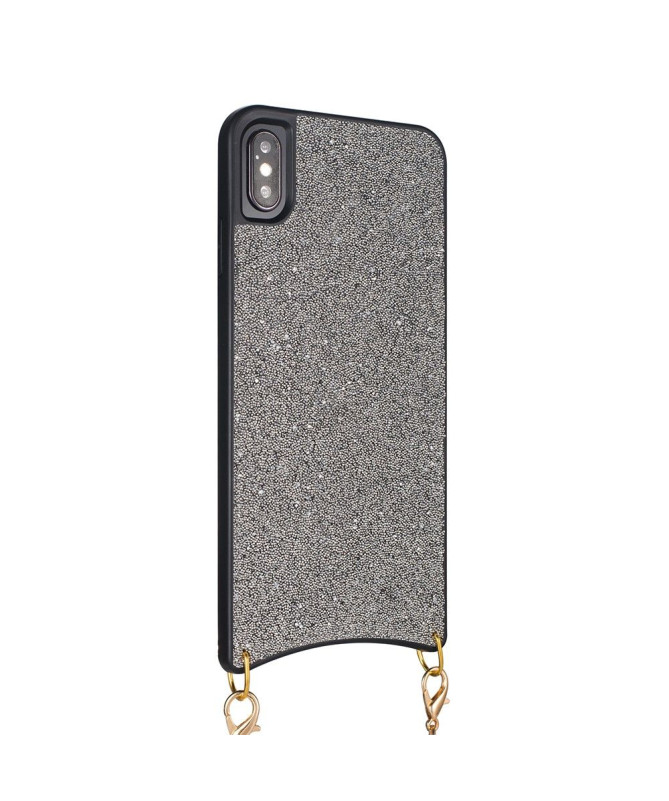 iPhone XS Max - Coque paillettes avec collier