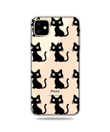 iPhone 11 - Coque transparente chats noirs