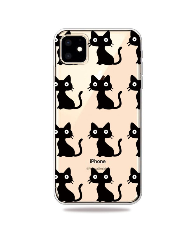 iPhone 11 - Coque transparente chats noirs