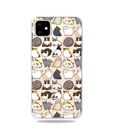 iPhone 11 - Coque transparente multiples chats