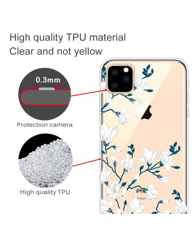 iPhone 11 Pro Max - Coque fleurs blanches