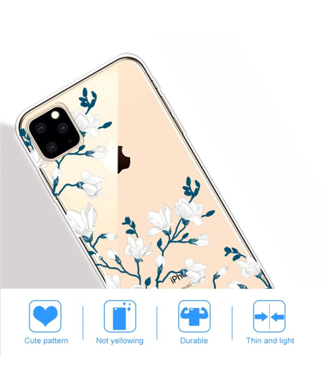 iPhone 11 Pro Max - Coque fleurs blanches