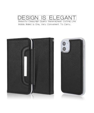 Housse et coque 2 en 1 effet cuir grainé pour iPhone 11