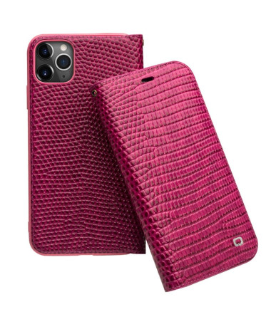 Housse iPhone 11 Pro cuir véritable effet croco