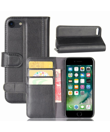 Housse portefeuille iPhone SE / 8 / 7 cuir premium