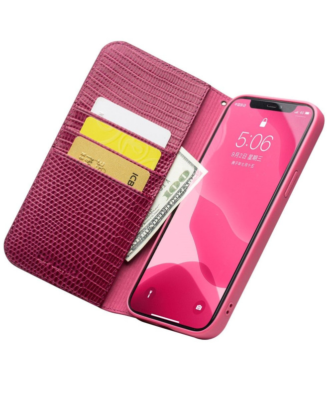 Housse iPhone 12 / 12 Pro cuir véritable effet croco
