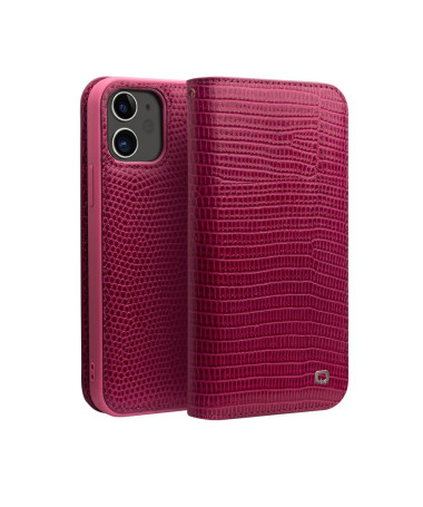 Housse iPhone 12 mini cuir véritable effet croco