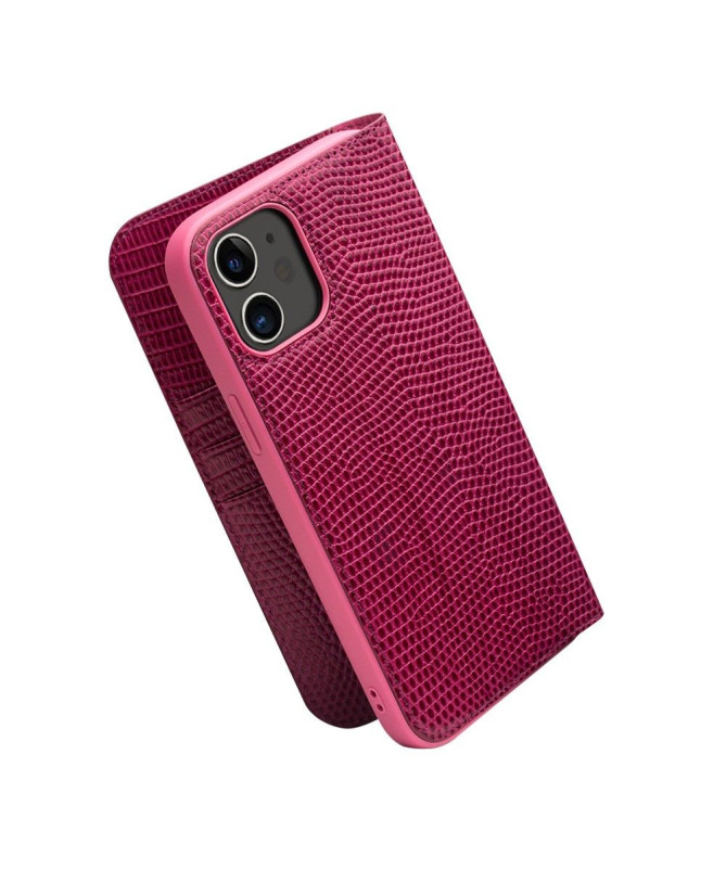 Housse iPhone 12 mini cuir véritable effet croco