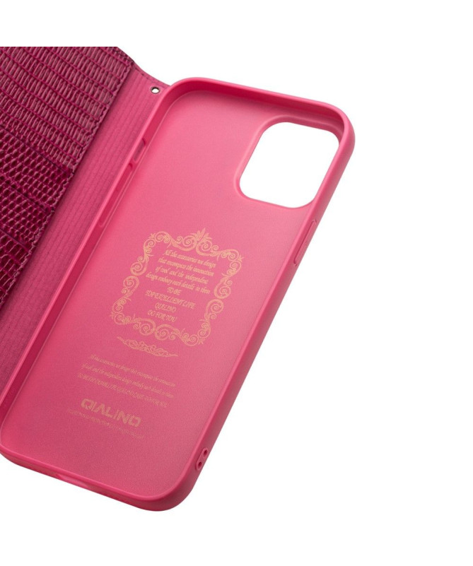 Housse iPhone 12 mini cuir véritable effet croco