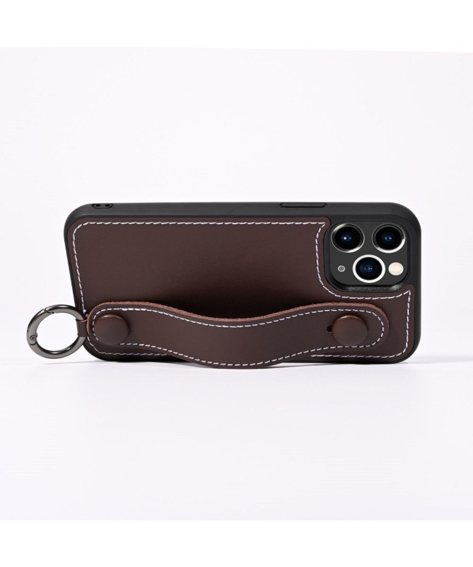 Coque iPhone 12 Pro / 12 Strap coutures simili cuir