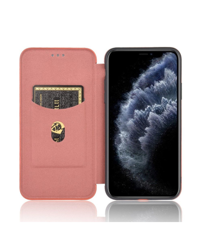 Housse iPhone 12 Pro Max Simili Cuir Style Fibre de Carbone