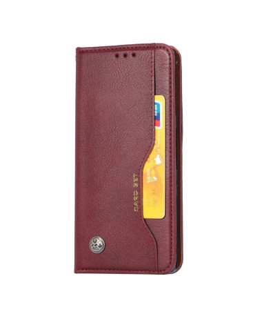 Housse iPhone 12 Pro Max simili cuir stand case - Vin Rouge