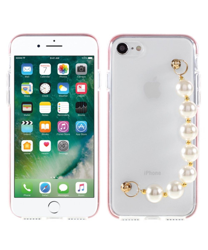 Coque iPhone SE 2022 / 2020 Strap Perle Transparent