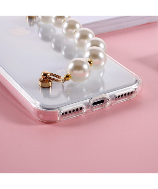 Coque iPhone SE 2022 / 2020 Strap Perle Transparent