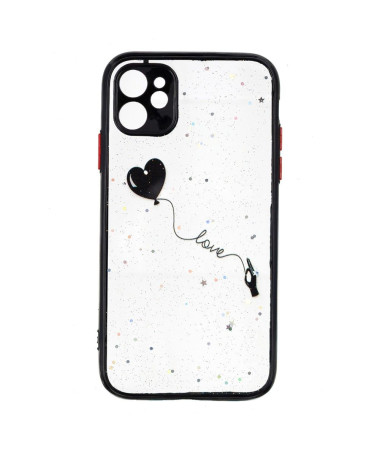 Coque iPhone 11 transparent ballon coeur volant