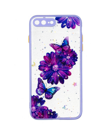 Coque iPhone 8 Plus / 7 Plus fleurs et papillons violets