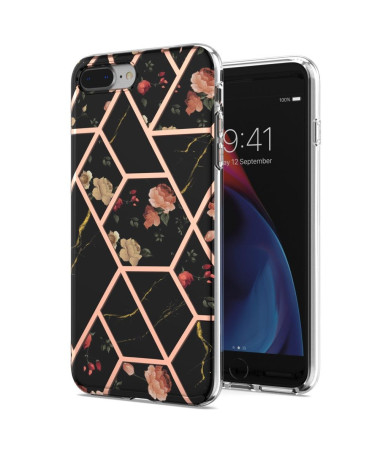 Coque iPhone 8 Plus / 7 Plus marbre et fleurs