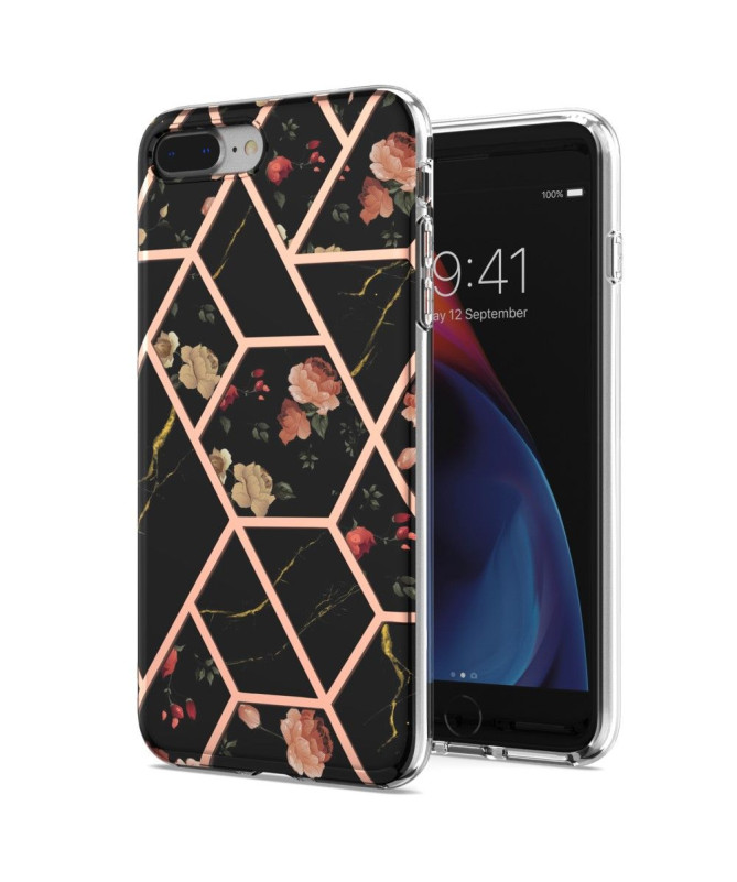 Coque iPhone 8 Plus / 7 Plus marbre et fleurs