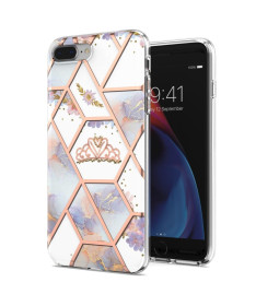 Coque iPhone 8 Plus / 7 Plus marbre et couronne