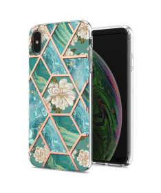 Coque iPhone XS Max marbre et fleurs blanches