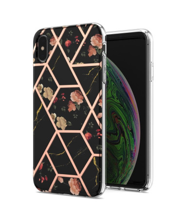 Coque iPhone XS Max marbre et fleurs