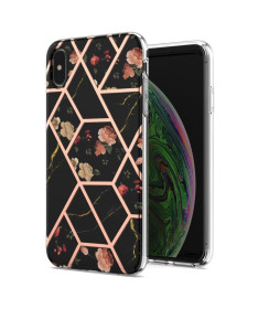 Coque iPhone XS Max marbre et fleurs