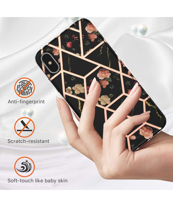 Coque iPhone XS Max marbre et fleurs