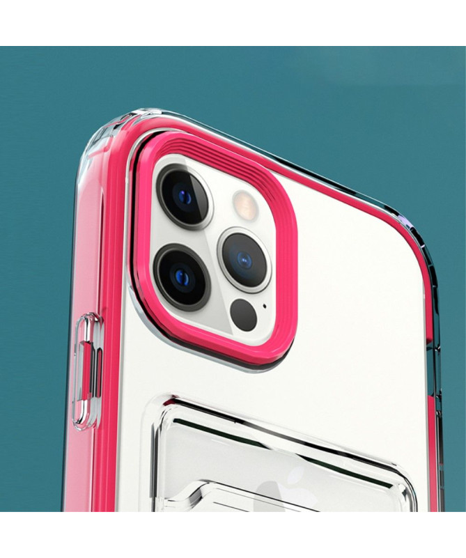 Coque iPhone 13 Pro Max Transparent Porte Carte Rebords couleurs