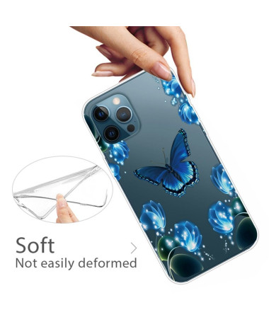 Coque iPhone 13 Pro Max Papillon Bleu